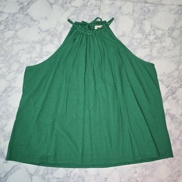 Knox Rose Green Woven Blouse Halter Drawstring Tie XL - Picture 2 of 11